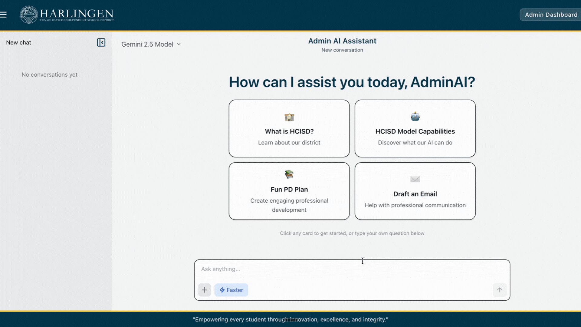 Screenshot of HCISD AI Application